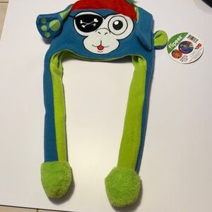 Flipeez Blue and Green Monkey Pirate NWT Hat kids ages 3 and up